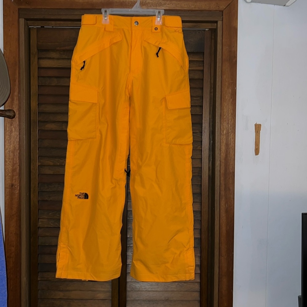 The North Face, Men’s Medium Snow Pants color orange yellow.